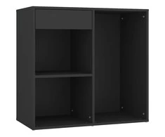 Kosmetinis staliukas su LED ir spintele, juodas, mediena