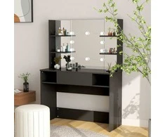 Kosmetinis staliukas su LED, juodas, 100x40x135cm, MDF