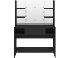 Kosmetinis staliukas su LED, juodas, 100x40x135cm, MDF