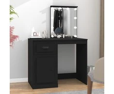 Kosmetinis staliukas su LED, juodas, 90x50x132,5cm, mediena