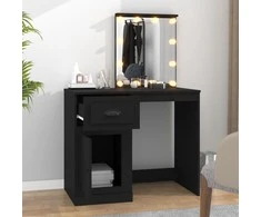 Kosmetinis staliukas su LED, juodas, 90x50x132,5cm, mediena