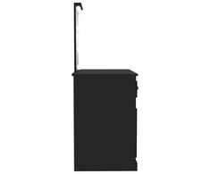 Kosmetinis staliukas su LED, juodas, 90x50x132,5cm, mediena