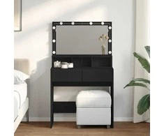 Kosmetinis staliukas su LED, juodos spalvos, 80x41x134,5cm