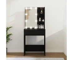 Kosmetinis staliukas su LED, juodos spalvos, 60x40x140cm
