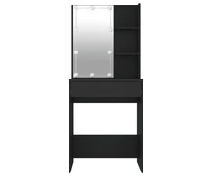 Kosmetinis staliukas su LED, juodos spalvos, 60x40x140cm