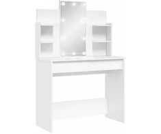 Kosmetinis staliukas su LED lemputėmis, baltas, 96x40x142cm