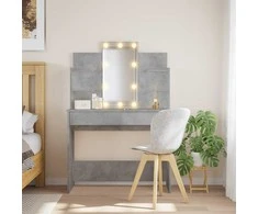 Kosmetinis staliukas su LED lemputėmis, betono, 96x40x142cm