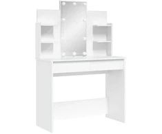 Kosmetinis staliukas su LED lemputėmis, baltas, 96x40x142cm