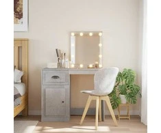 Kosmetinis staliukas su LED lemputėmis, betono, 90x42x132,5cm