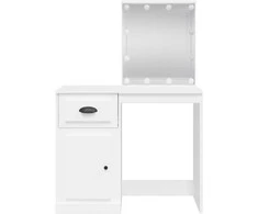 Kosmetinis staliukas su LED lemputėmis, baltas, 90x42x132,5cm