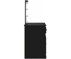 Kosmetinis staliukas su LED lemputėmis, juodas, 90x42x132,5cm