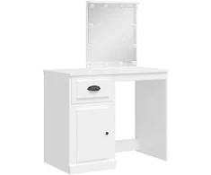 Kosmetinis staliukas su LED lemputėmis, baltas, 90x42x132,5cm