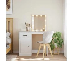 Kosmetinis staliukas su LED lemputėmis, baltas, 90x42x132,5cm