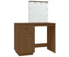 Kosmetinis staliukas su LED, medaus rudas, 95x50x133,5cm, pušis