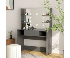 Kosmetinis staliukas su LED, pilkas, 100x40x135cm, MDF