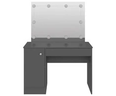 Kosmetinis staliukas su LED, pilkas, 110x55x145cm, MDF