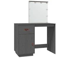 Kosmetinis staliukas su LED, pilkas, 95x50x133,5cm, pušis