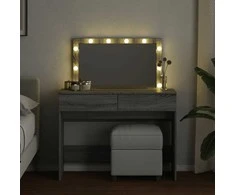 Kosmetinis staliukas su LED, pilkas ąžuolo, 100x40x120cm