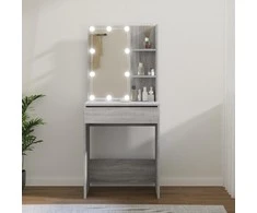 Kosmetinis staliukas su LED, pilkas ąžuolo, 60x40x140cm
