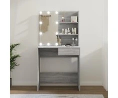 Kosmetinis staliukas su LED, pilkas ąžuolo, 74,5x40x141cm