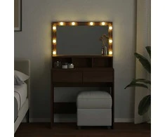 Kosmetinis staliukas su LED, rudas ąžuolo, 80x41x134,5cm