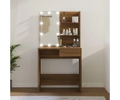 Kosmetinis staliukas su LED, rudas ąžuolo, 74,5x40x141cm