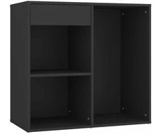 Kosmetinis staliukas su LED/spintelėmis, juodas, mediena