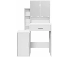 Kosmetinis staliukas su spintele, baltos spalvos, 80x35x132cm