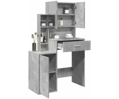 Kosmetinis staliukas su spintele, betono pilkas, 80x35x132cm