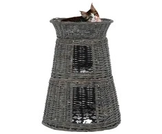 Krepšių katėms rinkinys, 3 dalių, pilkas, 47x34x60cm, gluosnis