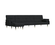 L formos sofa-lova, juodos spalvos, 271x140x70cm, aksomas