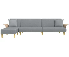 L formos sofa-lova, šviesiai pilka, 279x140x70cm, audinys