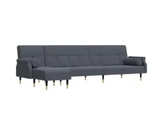 L formos sofa-lova, tamsiai pilka, 271x140x70cm, aksomas