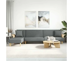 L formos sofa-lova, tamsiai pilka, 279x140x70cm, audinys