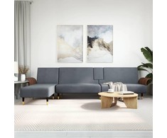 L formos sofa-lova, tamsiai pilka, 279x140x70cm, aksomas