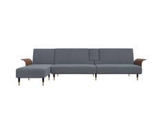 L formos sofa-lova, tamsiai pilka, 279x140x70cm, aksomas