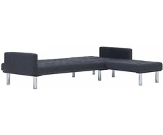 L formos sofa-lova, tamsiai pilkos spalvos, poliesteris