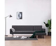 L formos sofa-lova, tamsiai pilkos spalvos, poliesteris