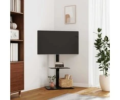 Kampinis TV staliukas, 2 aukštų, juodas, 32-65 colių TV