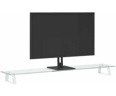 Laikiklis Monitoriaus stovas, baltas, 100x20x8cm, stiklas ir metalas
