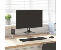 Laikiklis Monitoriaus stovas, baltas, 100x20x8cm, stiklas ir metalas
