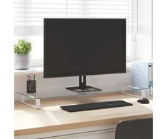 Laikiklis Monitoriaus stovas, baltas, 100x35x8cm, stiklas ir metalas