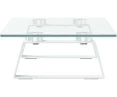 Laikiklis Monitoriaus stovas, baltas, 40x20x8cm, stiklas ir metalas