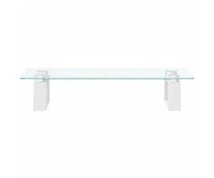 Laikiklis Monitoriaus stovas, baltas, 40x20x8cm, stiklas ir metalas