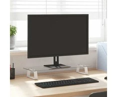 Laikiklis Monitoriaus stovas, baltas, 60x20x8cm, stiklas ir metalas