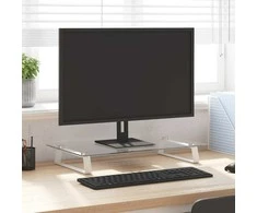 Laikiklis Monitoriaus stovas, baltas, 60x35x8 cm, stiklas ir metalas