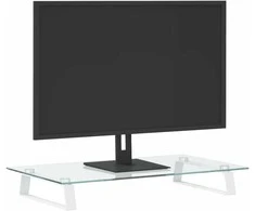 Laikiklis Monitoriaus stovas, baltas, 60x35x8 cm, stiklas ir metalas