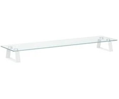Laikiklis Monitoriaus stovas, baltas, 80x20x8cm, stiklas ir metalas