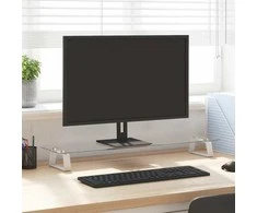 Laikiklis Monitoriaus stovas, baltas, 80x20x8cm, stiklas ir metalas