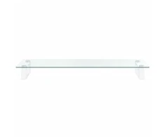 Laikiklis Monitoriaus stovas, baltas, 80x35x8cm, stiklas ir metalas